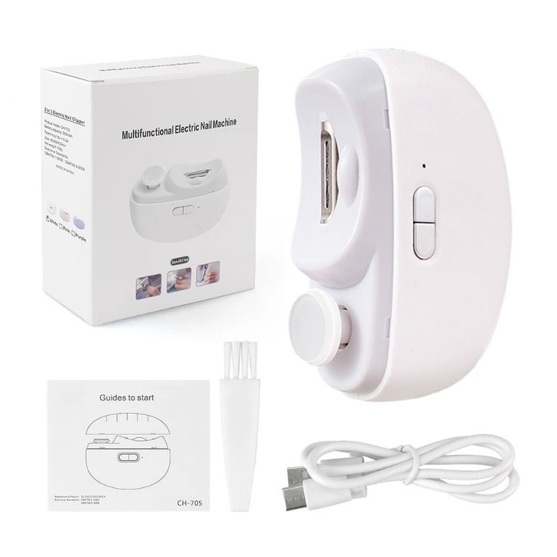 Coupe-ongles électrique automatique 3-en-1 avec polissage – Nouveau modèle 2025, idéal pour adultes et seniors – Lime à ongles intégrée (Rose)